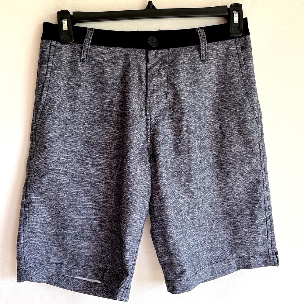 Lost surf brand chino hybrid shorts mens 30, gray with black trim, pockets
